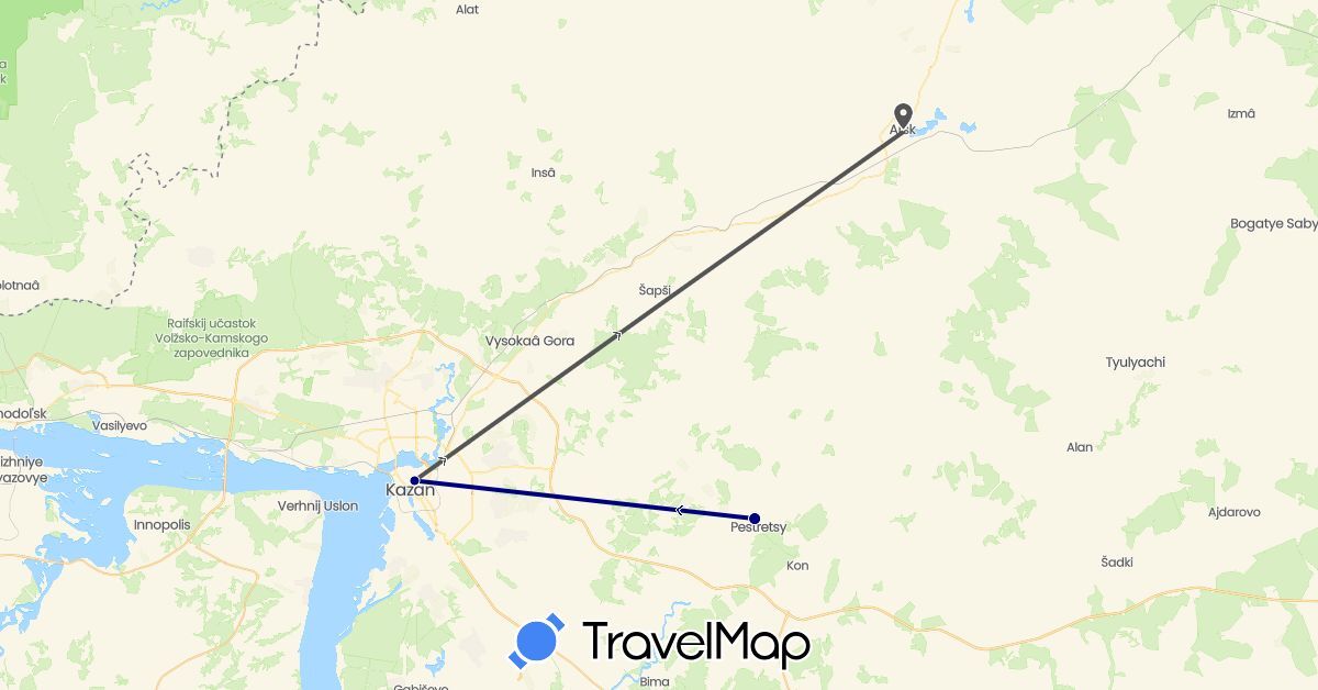 TravelMap itinerary: driving, motorbike in Russia (Europe)